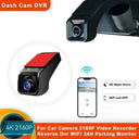 4K Dash Cam With 24H Parking WiFi App Live View GPS