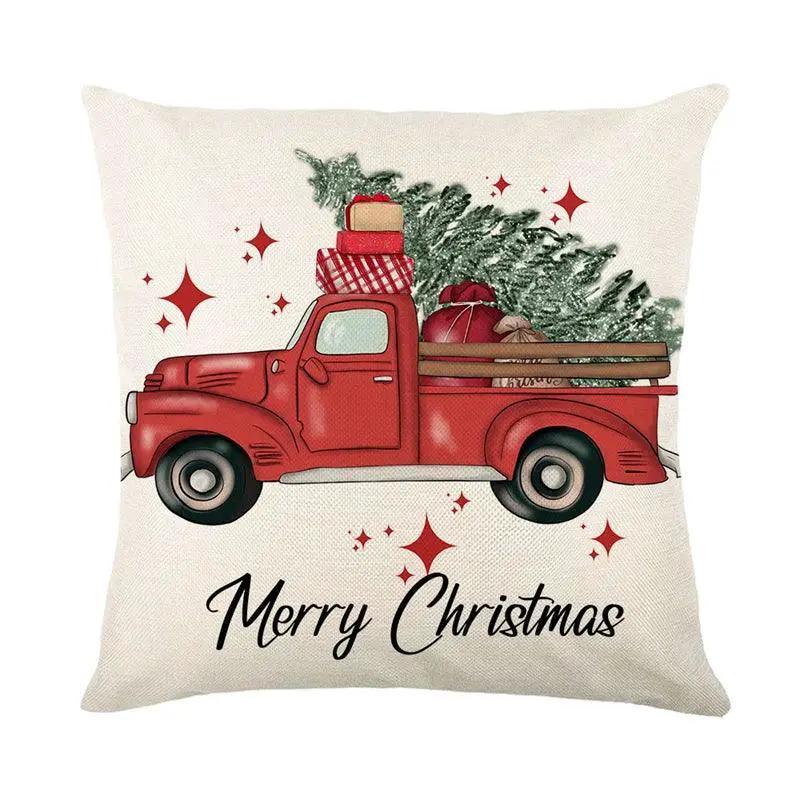 Cozy Christmas Deer Linen Pillow Cover for Winter Decor