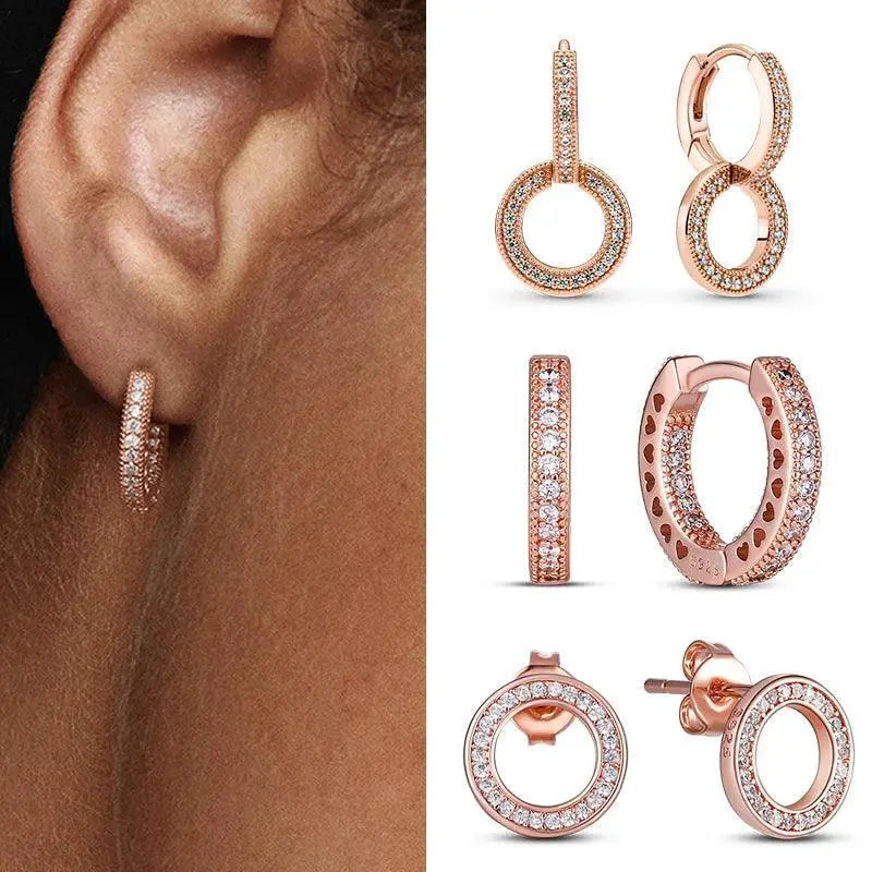 Zircon Heart Shaped Silver Earrings Elegant Gift for Women