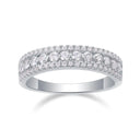 Sterling Silver Silver Double Row Moissanite Ring