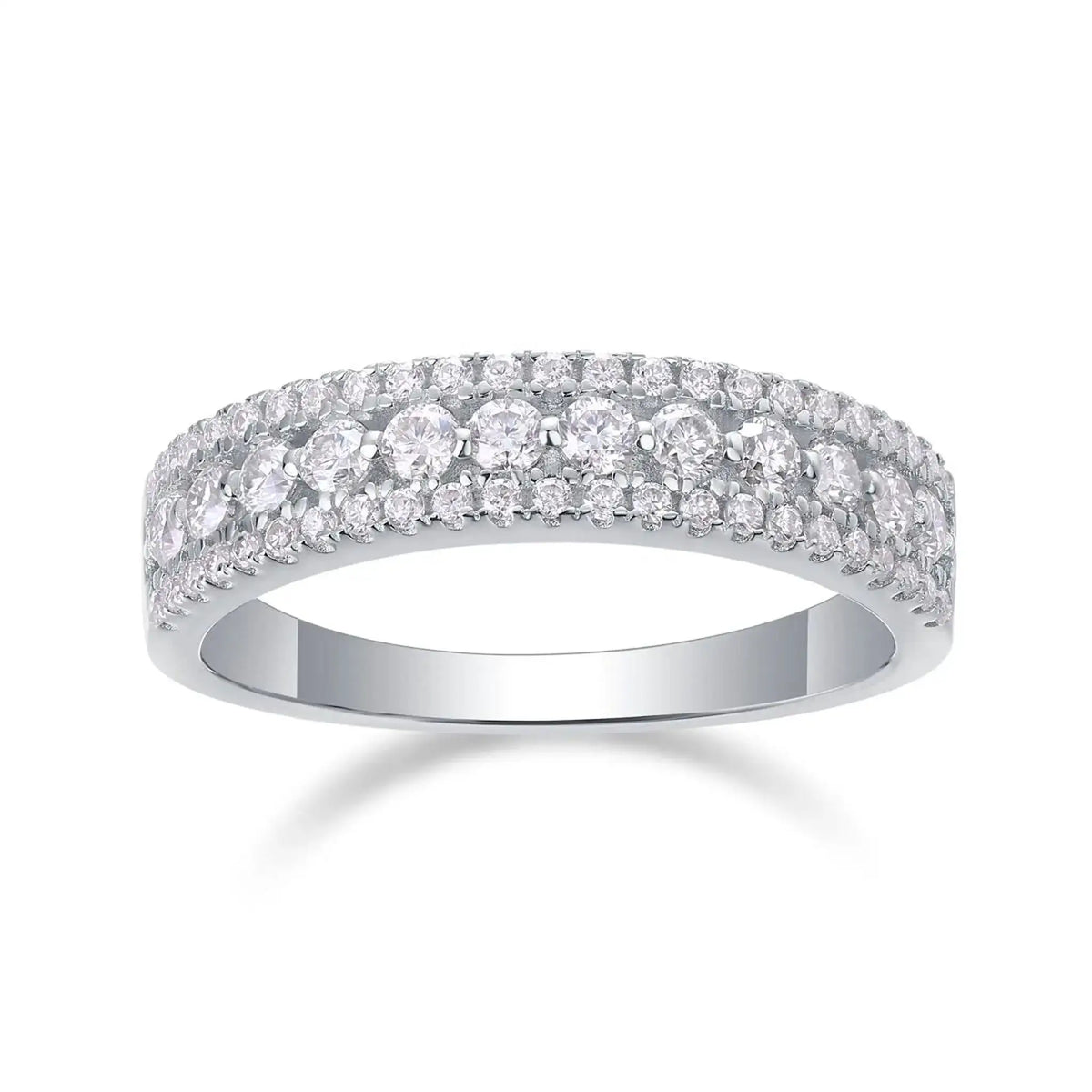 Sterling Silver Silver Double Row Moissanite Ring — product image 5