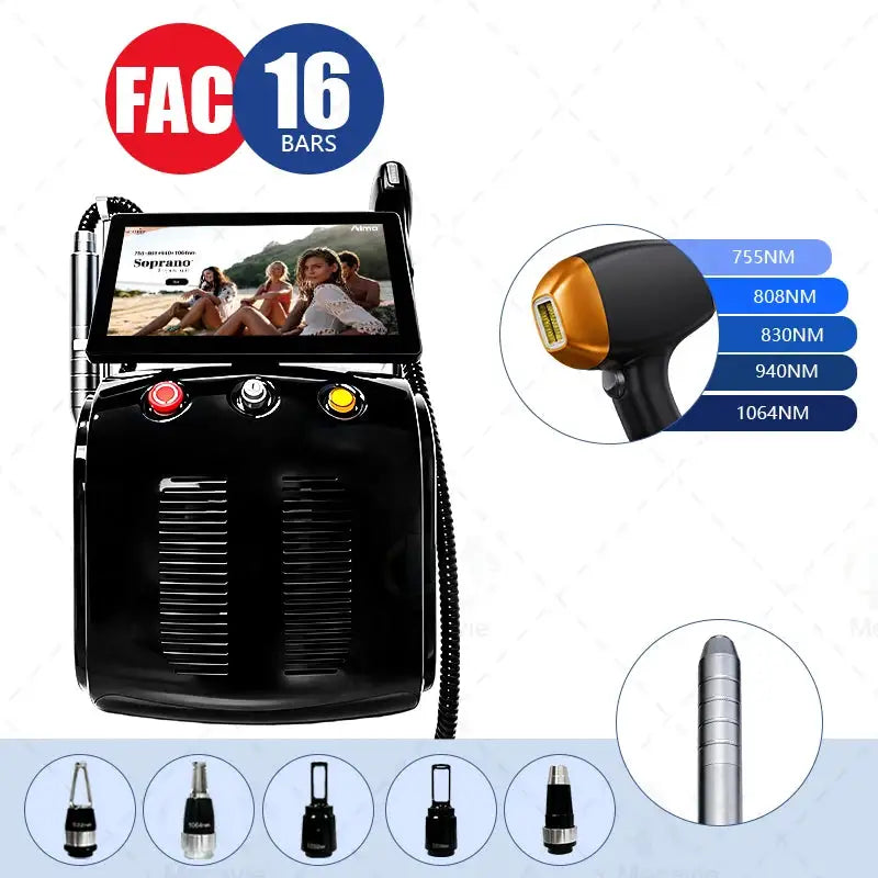 High Power 2 In 1 Diode Laser Hair Removal Picosecond Laser Machine 755 808 1064nm Multi-wavelength Painless Hair Remover Tattoo