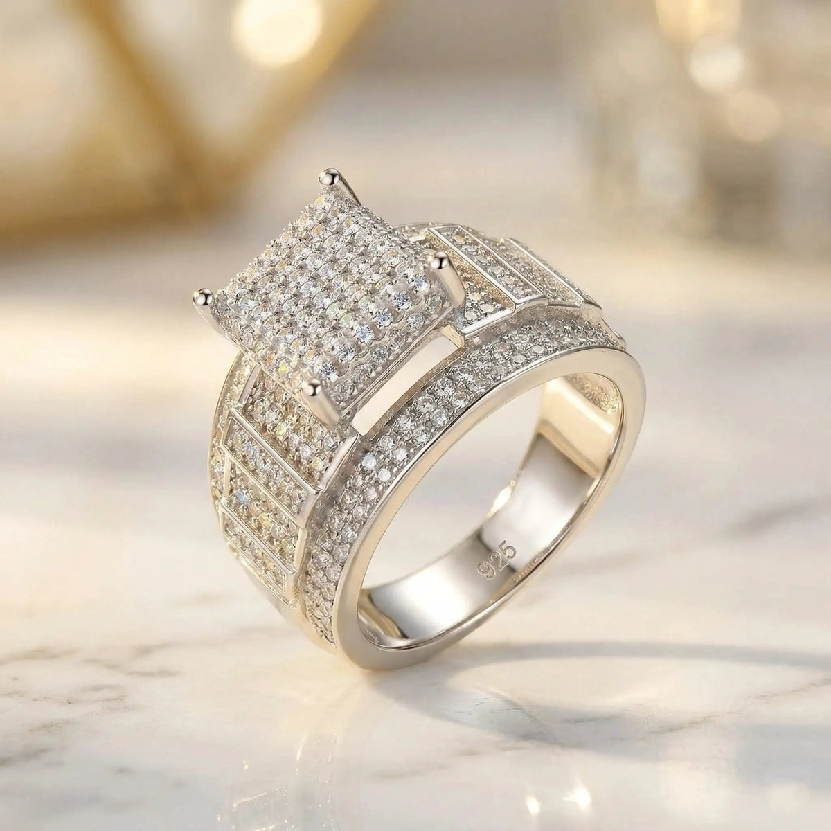 Moissanite Ring in Sterling Silver Heavy — product view 3