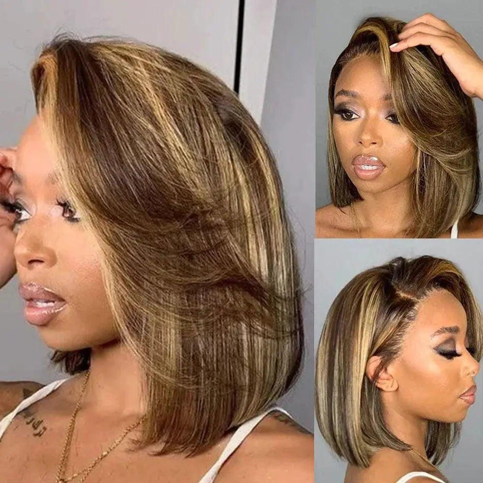 Highlighted Bob Wig Lace Front Human Hair Premium Quality