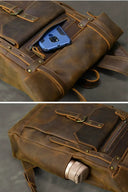 Retro Leather Backpack 15.6 Laptop Bag