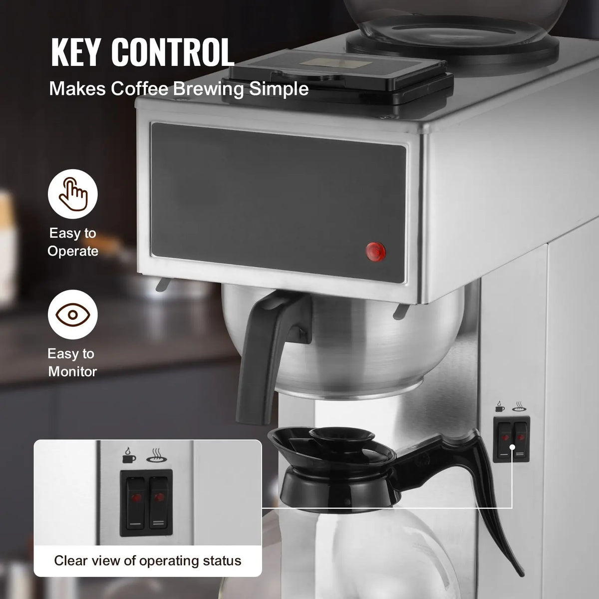 Commercial Drip Coffee Maker, Cups Coffee-Maker Machine with Glass — product view 4