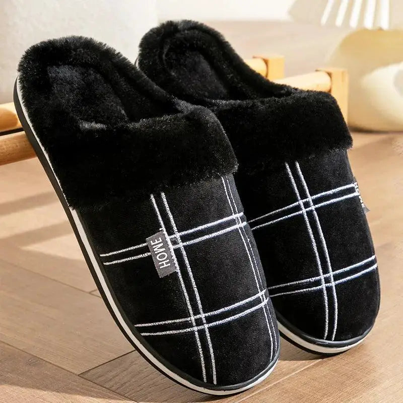 Men Large Plaid Memory Foam Slippers For Cozy Comfort