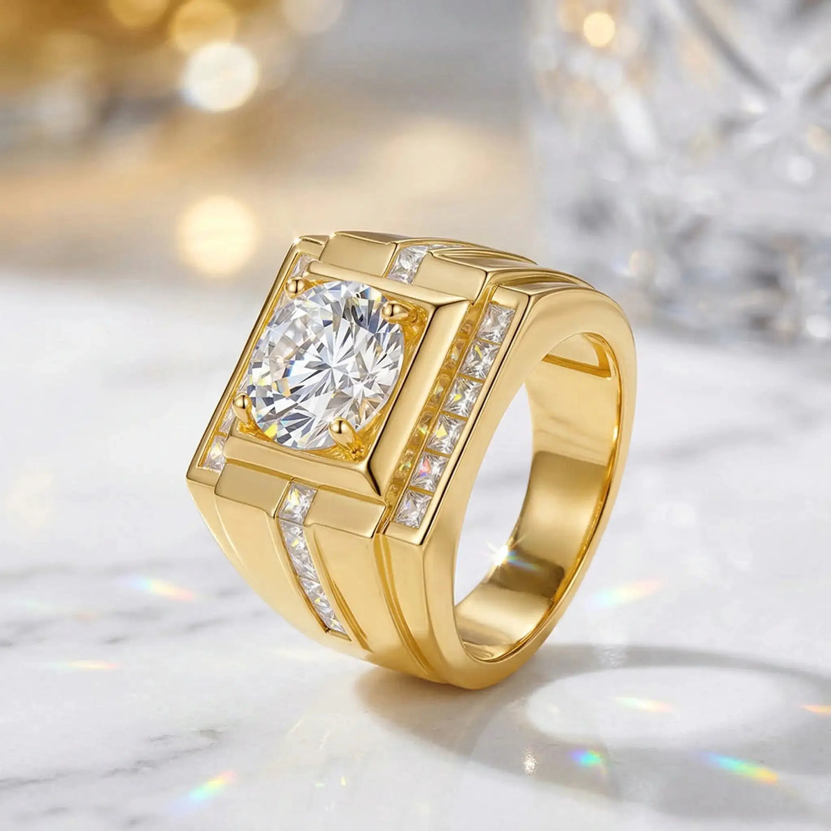 Round Square Moissanite Ring in Sterling Silver Carat — product view 2