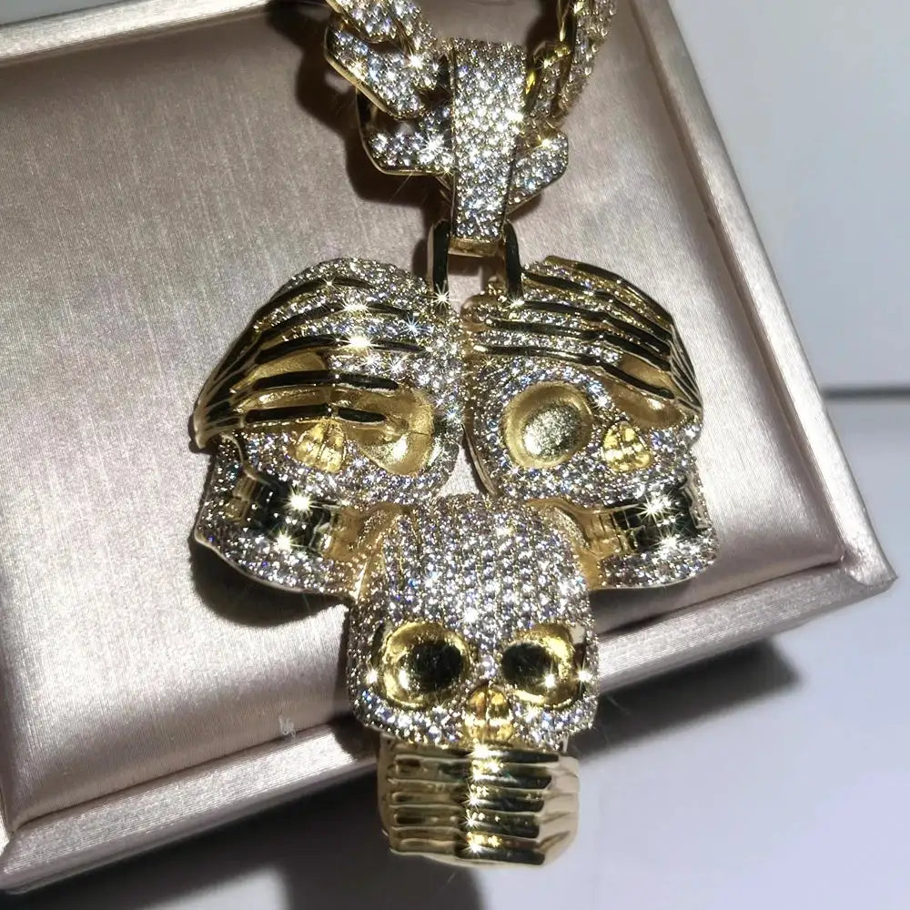 Bling Skull Charm Streetwear Rapper Jewelry Shiny Icy Statement — product view 1