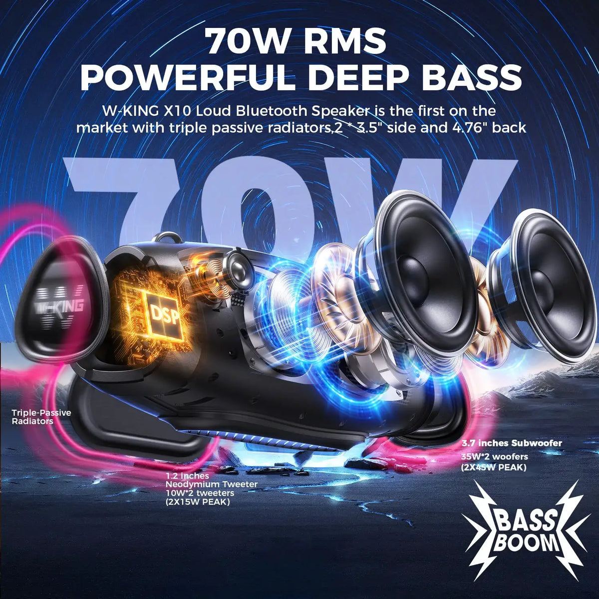 W-King Waterproof Bluetooth Speaker — product image 2