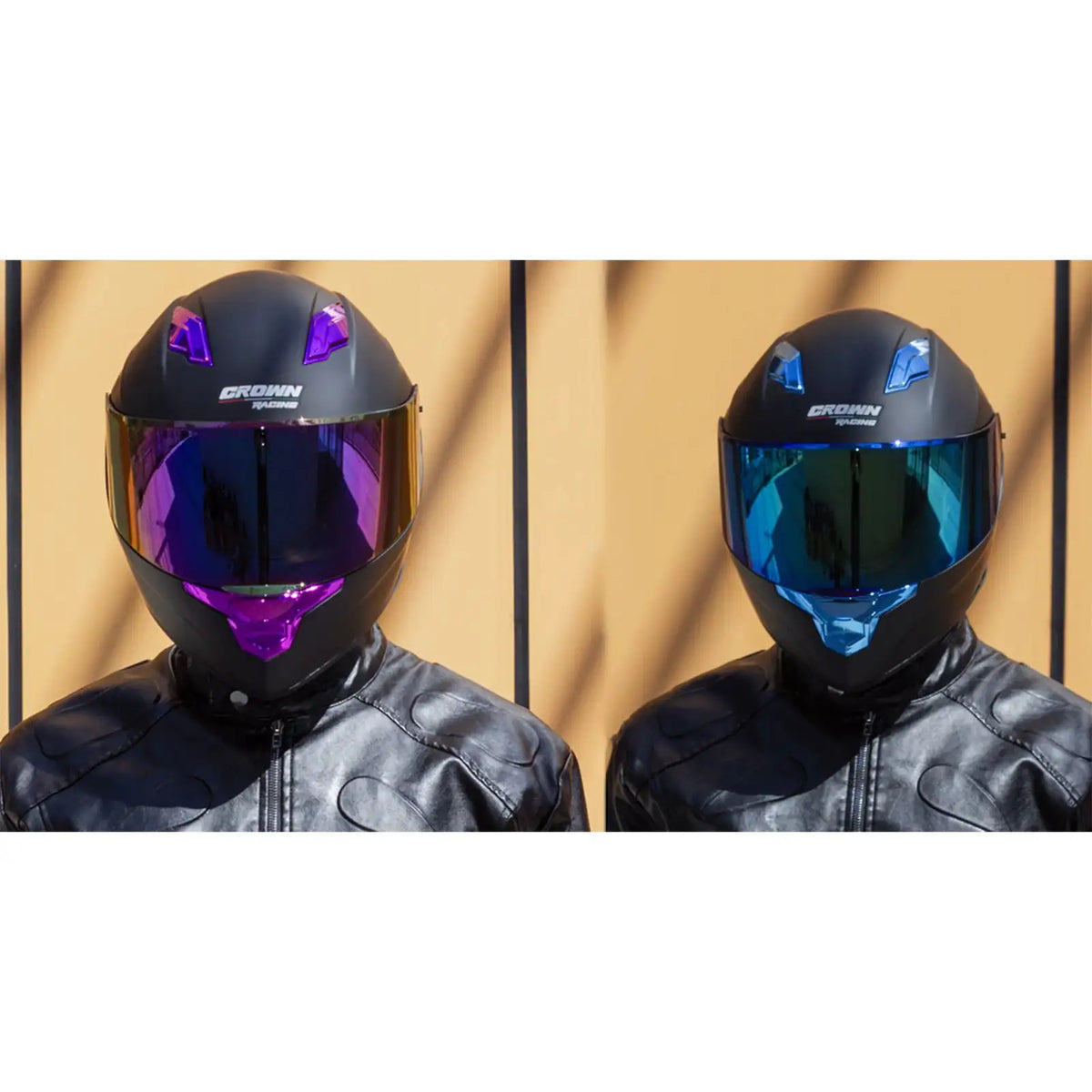 Crown Racing F-700 Full Face Motorcycle Helmet for Adults, DOT FMVSS 218 Certified Street Bike Helmet with Tinted Shield, Clear Replacement Visor and Removable Liner,Size M-XL