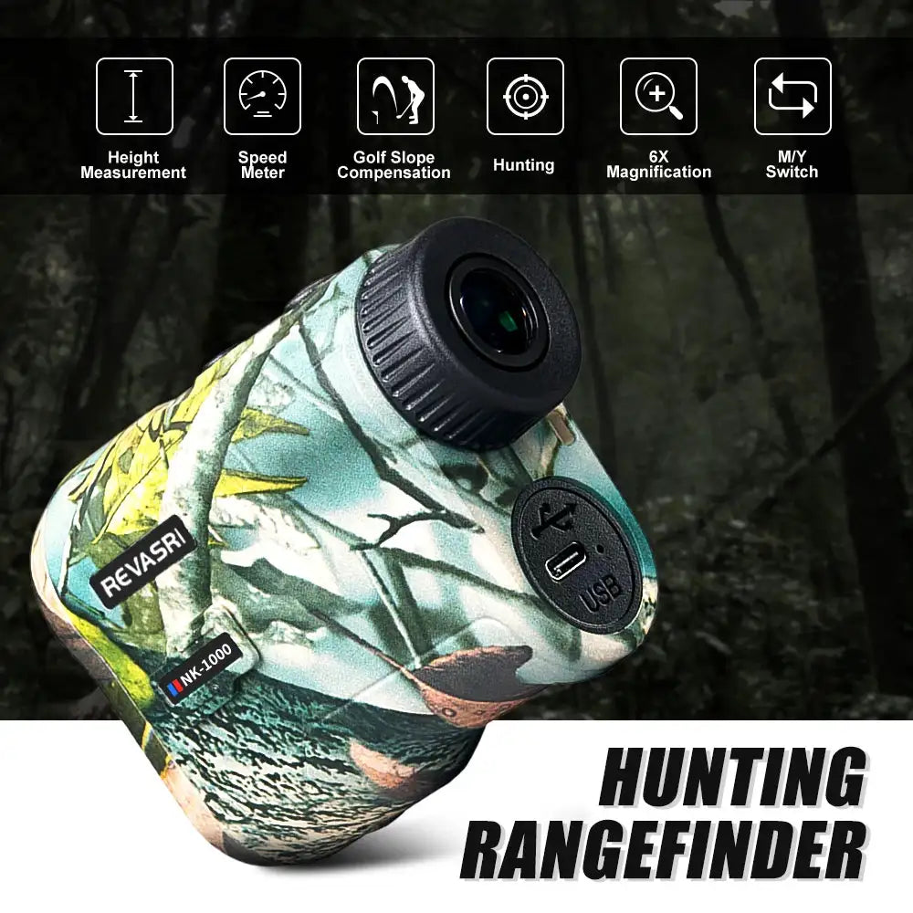 REVASRI Golf Laser Rangefinder 600M Telescope with Flag-Lock Slope Distance Meter or 1000M Camouflage Hunting Monocular