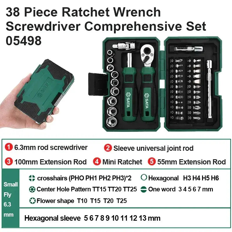 SATA 38 In 1 Portable Tool Set Ratchet Wrench Screwdriver