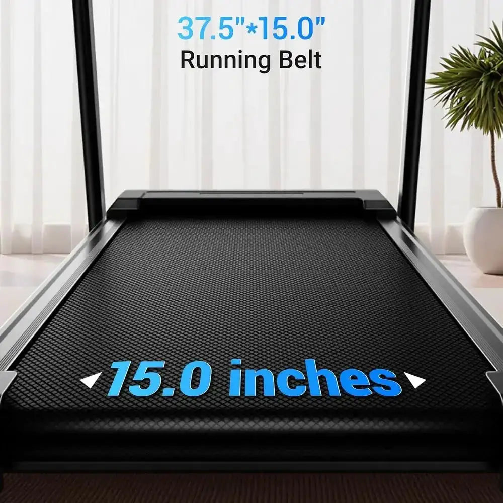 Portable 15% Incline Treadmill, 3.0HP, 400 lbs Capacity, with Handrails and 3 LED Displays