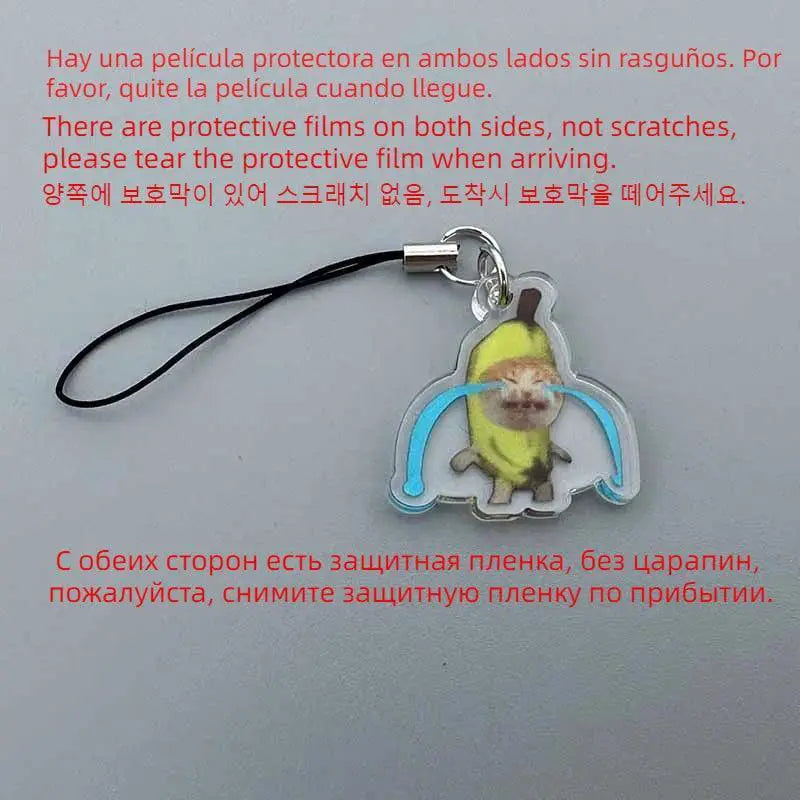 Banana Cat Charm Keychain And Phone Rope Set Fast Shipping