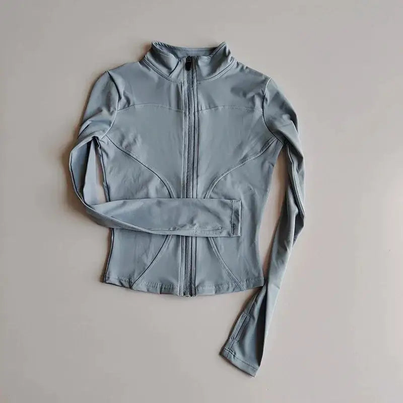 Slim Fit Sports Jacket Stand Collar Zipper Coat Sports Fitness Yoga Clothing Plus Velvet Jacket Slimming Quick-drying Top Suit