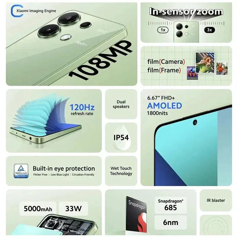 Redmi Note 13 Global Version 128GB 120Hz AMOLED 108MP NFC