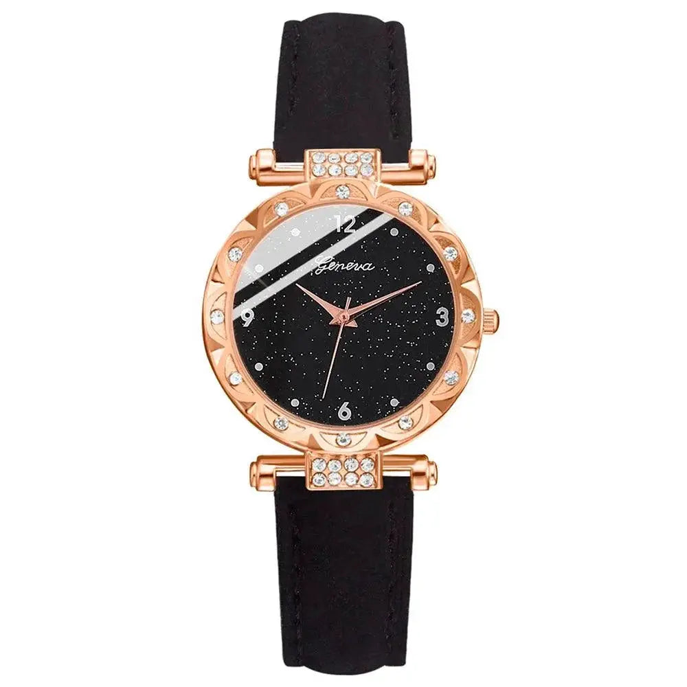 Luxury Rhinestone Women's Timepiece Set Elegant Quartz