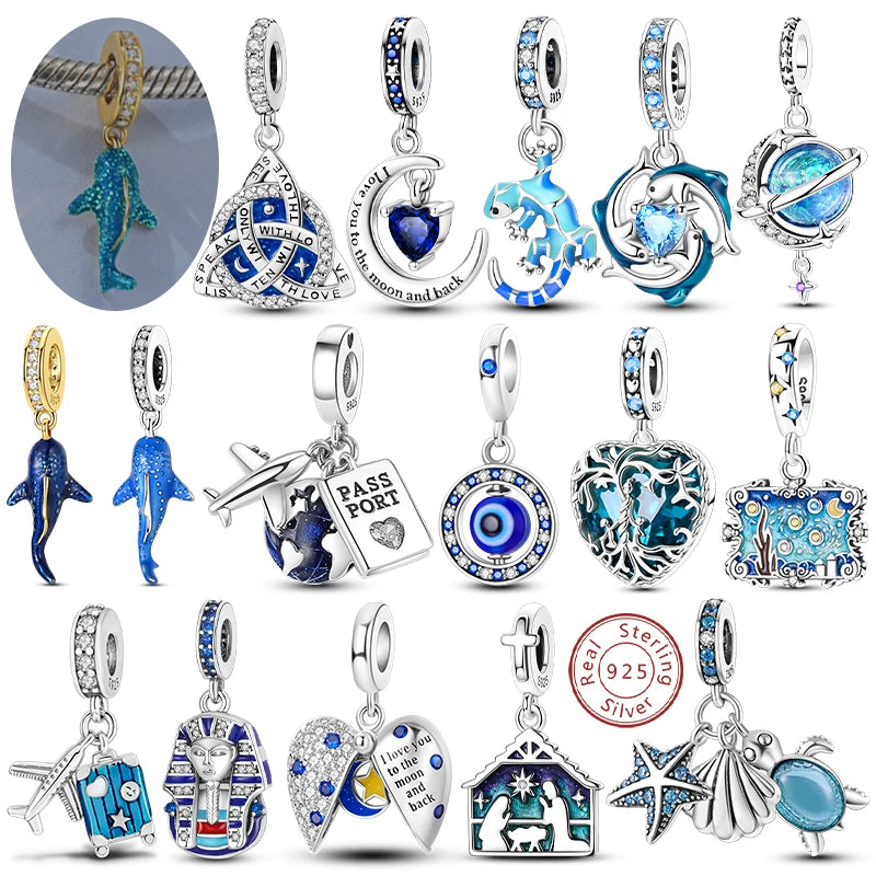 Sterling Silver Blue Charm Whale