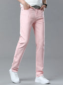 Four Season New Men's Yellow Jeans Fashion Business Casual