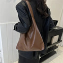 Vintage PU Leather Boston Handbag Women Crossbody Tote Chic Large