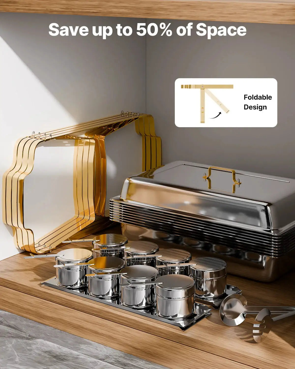 SucceBuy Qt Pack Chafing Dish Buffet Set Stainless Steel Chafer — product view 6