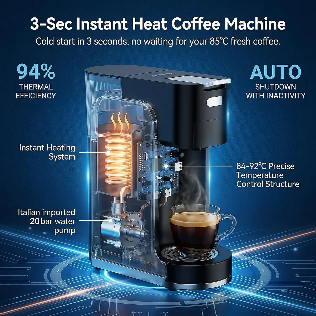 Single Serve Coffee Machine, Hot and Iced Coffee Maker — product view 3