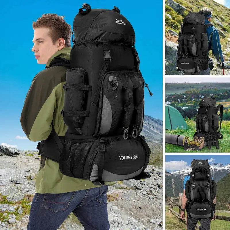 90L Waterproof Hiking Camping Backpack Rucksack For Men