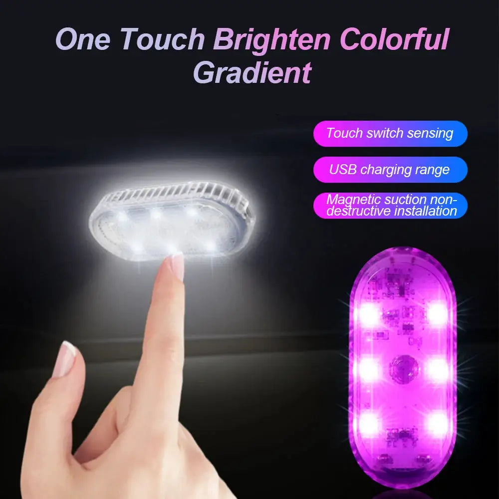 1 PC Multi Color Car Light Wireless LED Touch Light Roof Light Sensor Read Lamp Mini USB Charging Light Car Interior Accessories