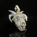 Hip Hop Goat Head With Glasses Pendant Micro Paved Shiny