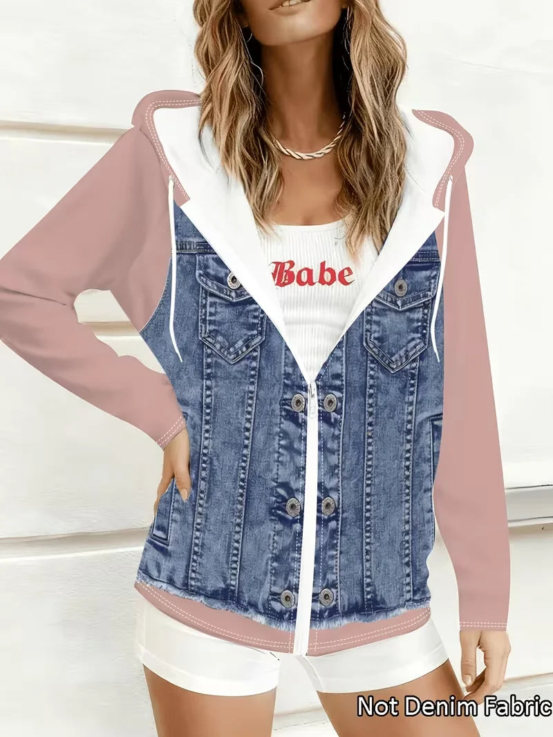 Plus Size Zipper Hooded Sweatshirt