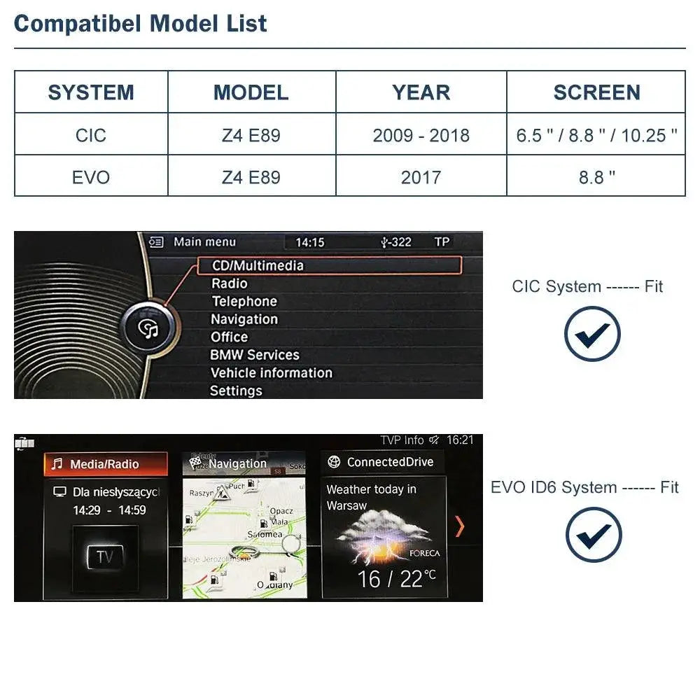 Road Top Wireless CarPlay Android Auto For BMW Z4 E89