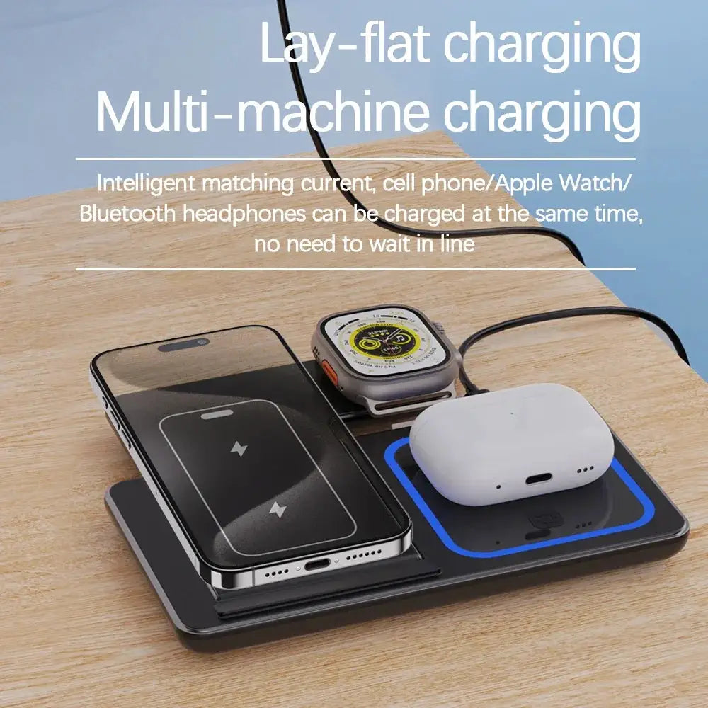 30W LED Fast Wireless Charger Stand 3 In 1 For Apple Devices