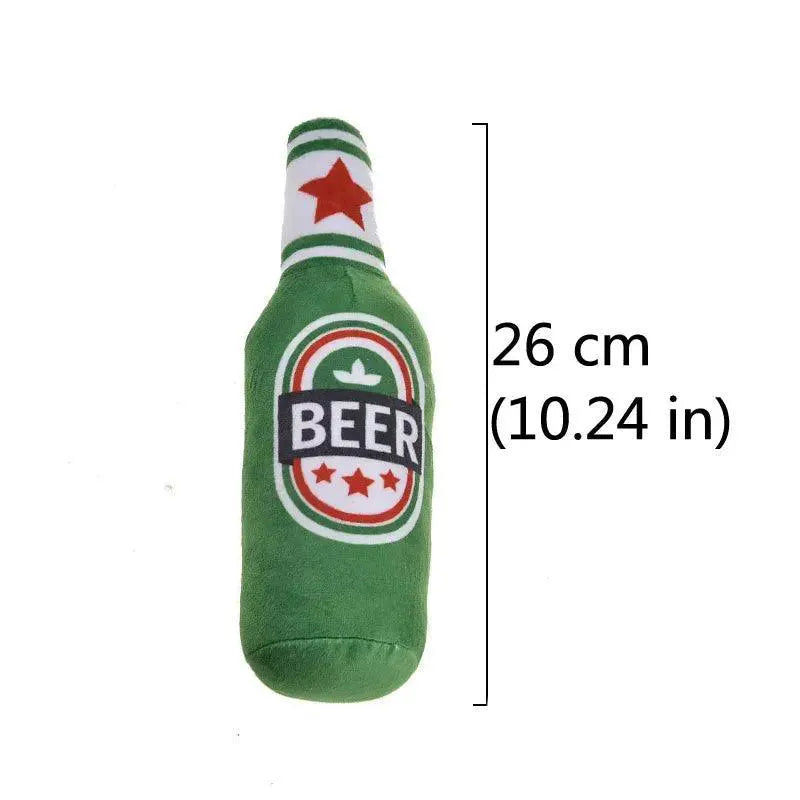 Dog Champagne Bottle Plush Toy Squeaky Whisky For Dogs