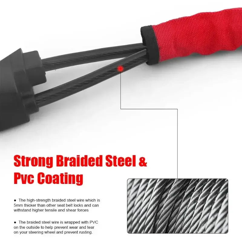 Universal Car Steering Wheel Lock With Seat Belt Socket - OurLum.com