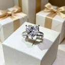 GIA Certified Silver Moissanite Ring Style CAFPK