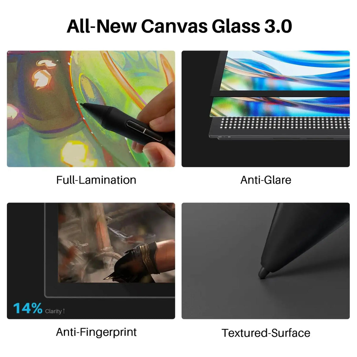 4K Touch Screen Huion Kamvas Pro 24 Gen 3 Graphics Tablet Display Canvas Glass 3.0 Monitor Draw with PenTech 4.0 16K Levels Pen