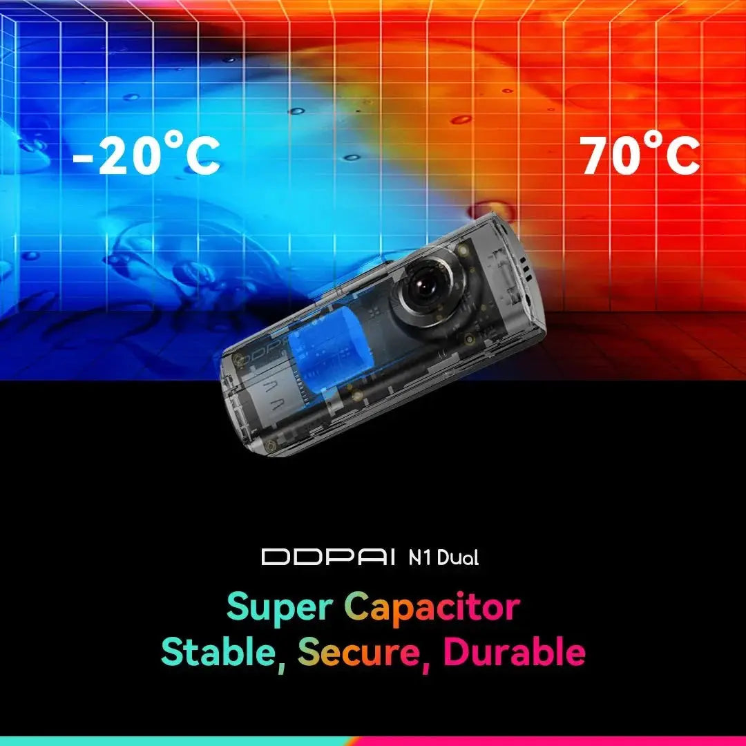 DDPAI Dash Cam N1 Dual Front And Rear Night Vision 1296P App Control - stepyours.com