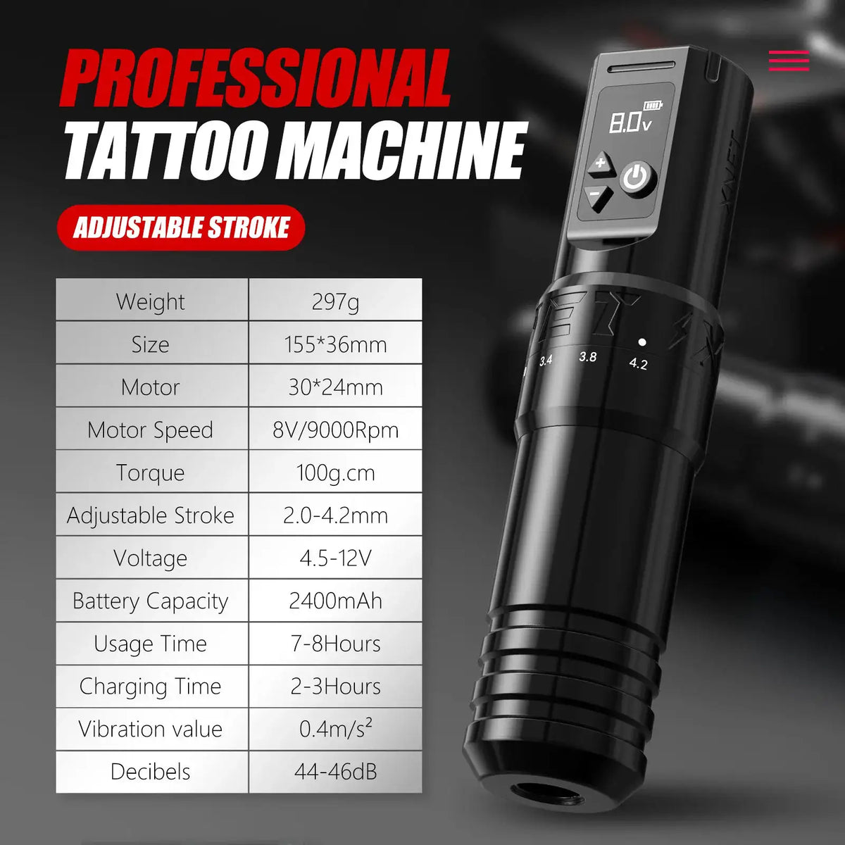 XNET T1 Wireless Tattoo Machine Pen Full Completed Kit Adjustable Stroke Custom Motor Makeup Pen 20pcs Cartridges For Tattoo Art