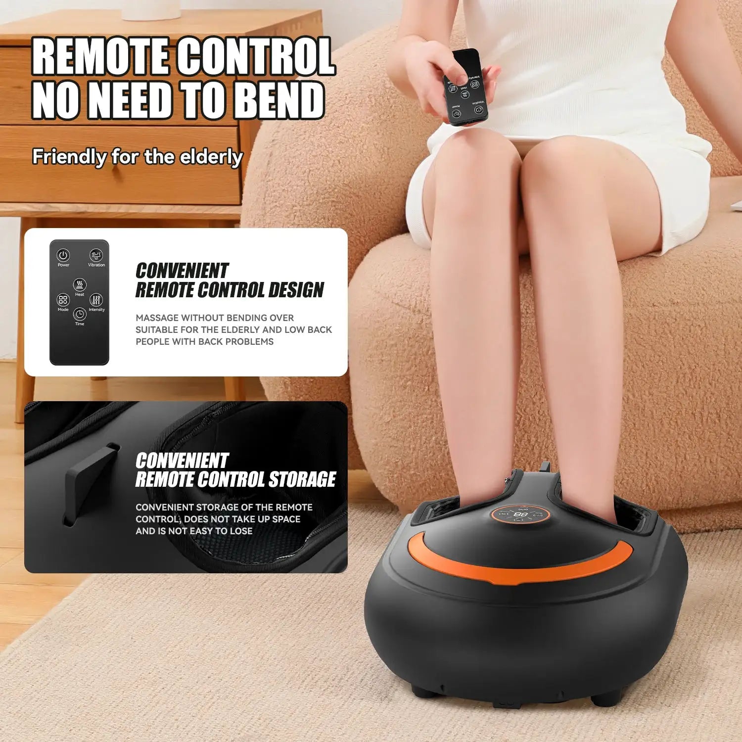 Foot Massager Roller Kneading Rhythmic Full Wrap Airbag Intelligent Hand Control Four Modes Five Levels of Strength