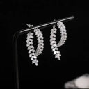 Zircon Leaf Earrings for Women Sparkle