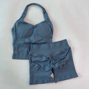 Gym Set Women Backless Halter High Waist Seamless