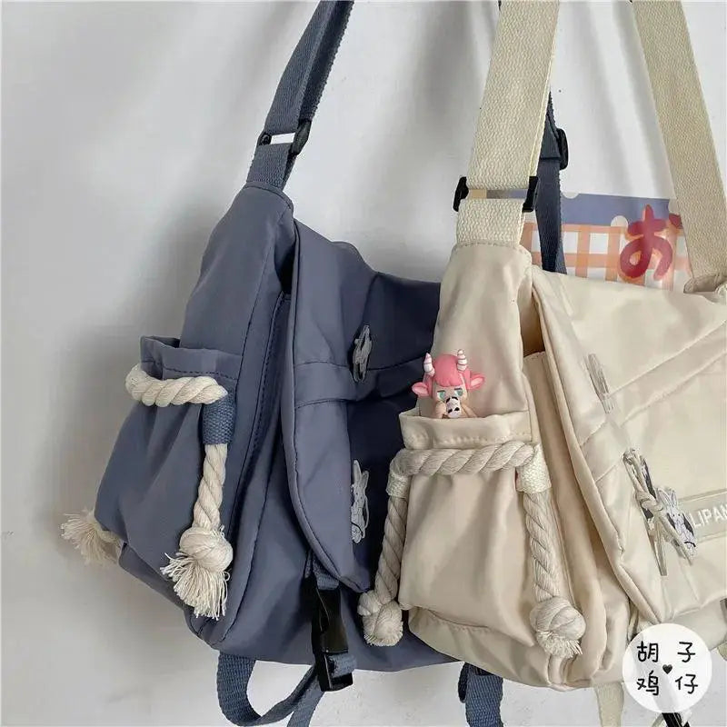 Stylish Nylon Messenger Bag for Teens and Students Carryall