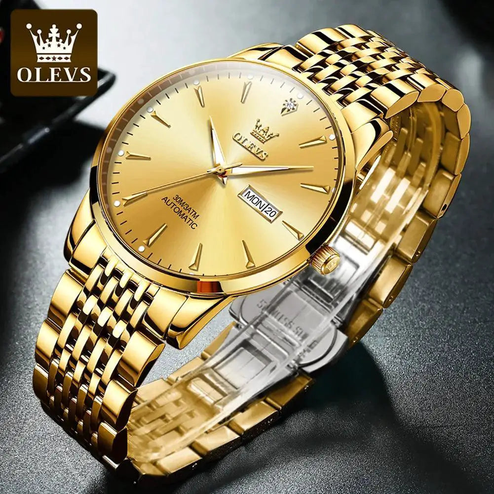 OLEVS Luxury Waterproof Mechanical Watch Stainless Steel