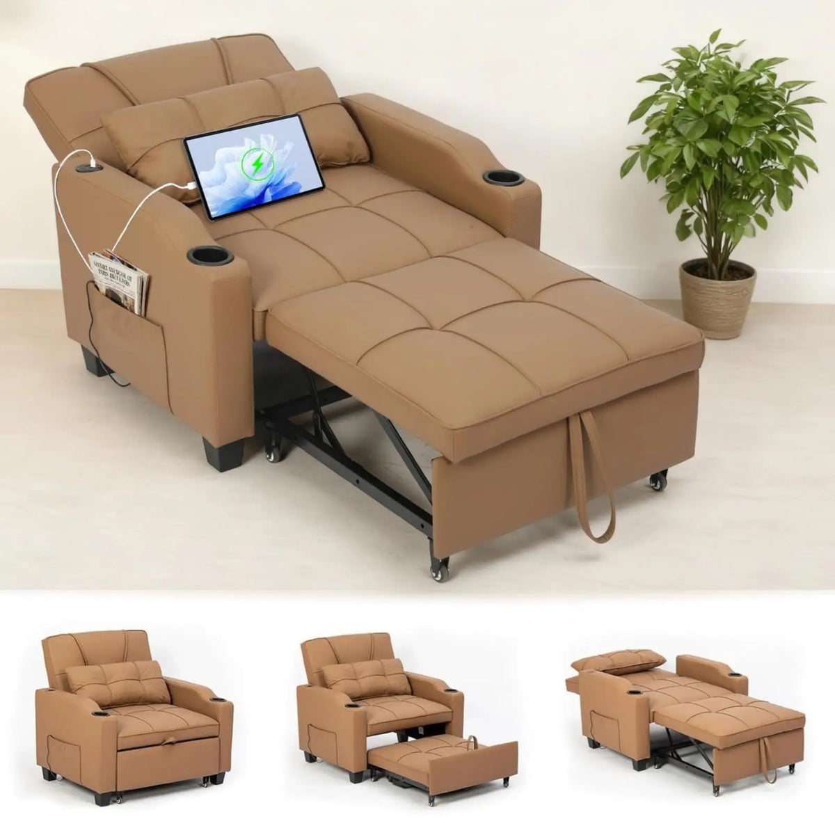 USB Adjustable Upholstered Couch