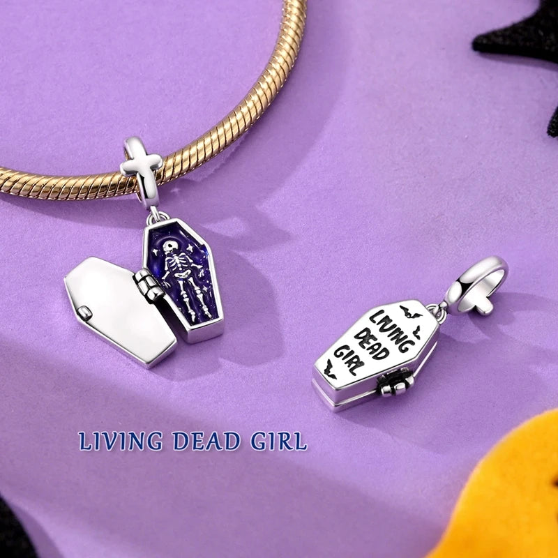 Halloween Skull Charm Bead Sterling