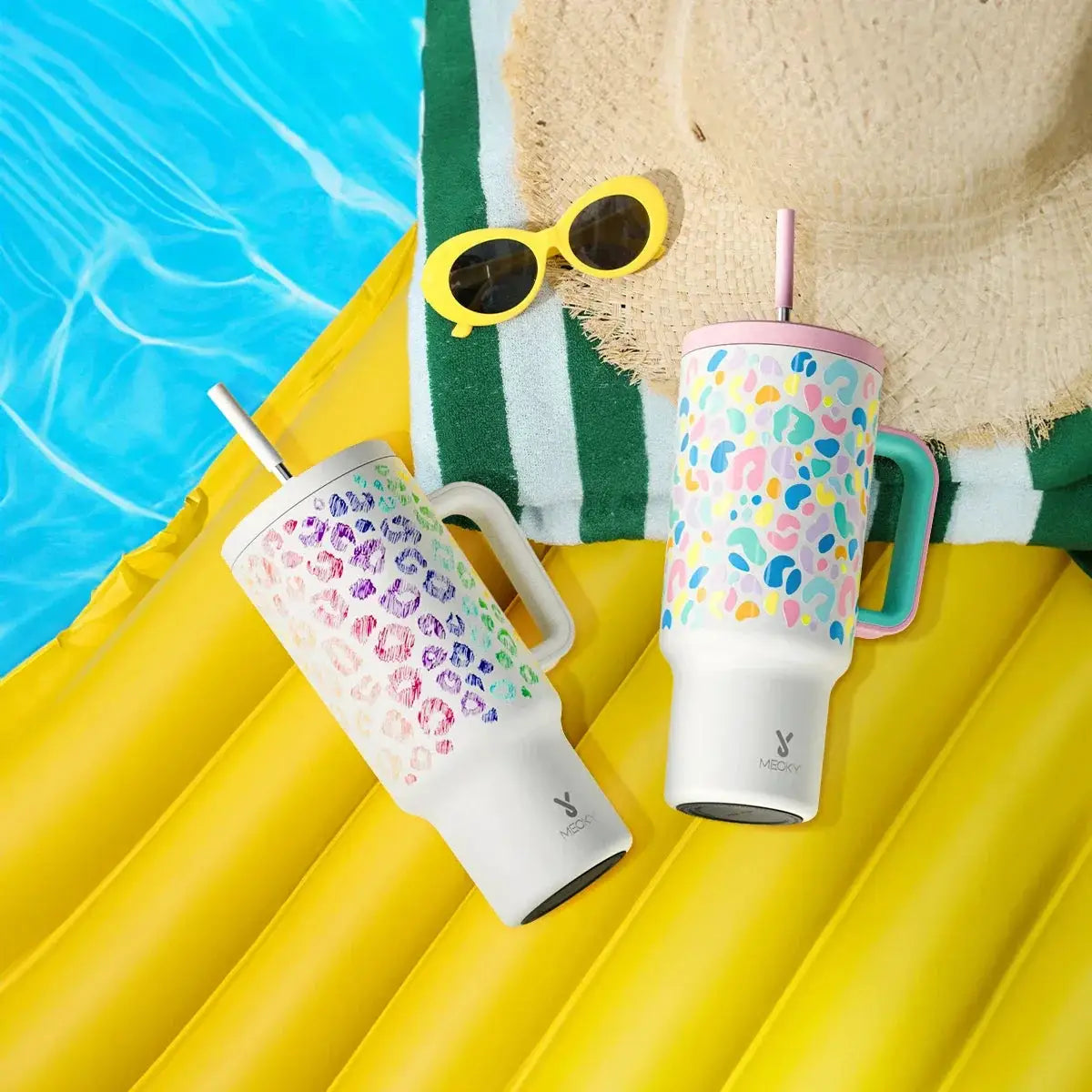 Meoky 40oz Tumbler With Handle Straw Stainless Steel Gift