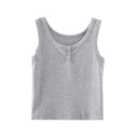 Tank Top for Women Ribbed Button Down Sleeveless Blouse