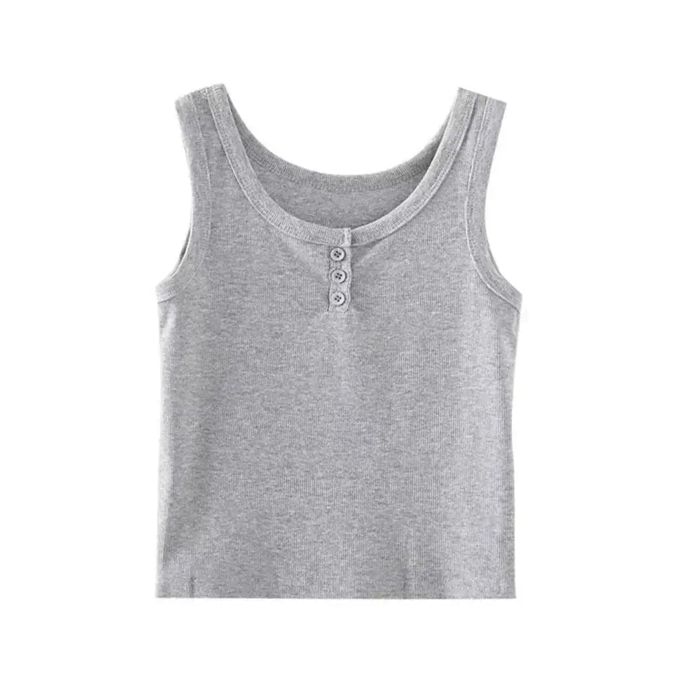 Women Ribbed Button Down Sleeveless Tank Top For Summer - OurLum.com