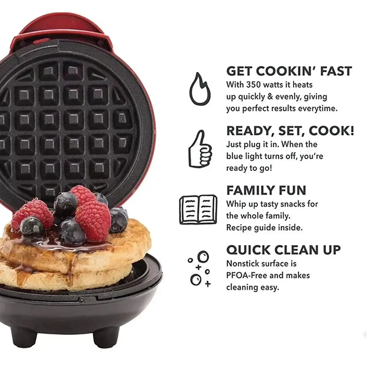 Multi Function Pie Stop Plug Powered Waffle Maker Roaster